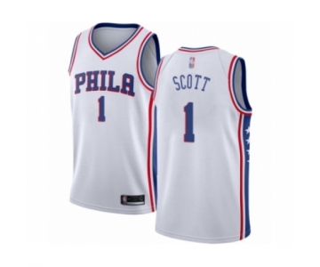 Men's Philadelphia 76ers #1 Mike Scott Authentic White Basketball Jersey - Association Edition