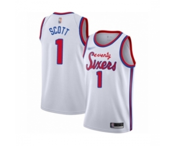 Men's Philadelphia 76ers #1 Mike Scott Authentic White Hardwood Classics Basketball Jersey