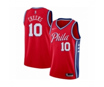 Men's Philadelphia 76ers #10 Maurice Cheeks Authentic Red Finished Basketball Jersey - Statement Edition