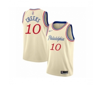 Men's Philadelphia 76ers #10 Maurice Cheeks Swingman Cream Basketball Jersey 2019-20 City Edition