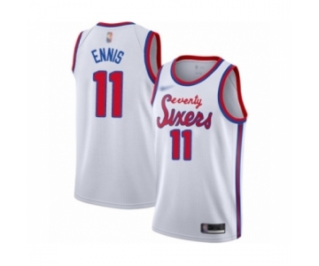 Men's Philadelphia 76ers #11 James Ennis Authentic White Hardwood Classics Basketball Jersey