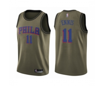 Men's Philadelphia 76ers #11 James Ennis Swingman Green Salute to Service Basketball Jersey