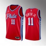 Men's Philadelphia 76ers #11 Jeff Dowtin Jr Red Statement Edition Stitched Jersey