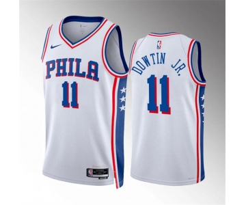 Men's Philadelphia 76ers #11 Jeff Dowtin Jr White Association Edition Stitched Jersey