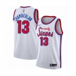 Men's Philadelphia 76ers #13 Wilt Chamberlain Authentic White Hardwood Classics Basketball Jersey