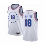 Men's Philadelphia 76ers #18 Shake Milton White Swingman Jersey - Earned Edition