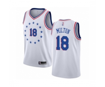 Men's Philadelphia 76ers #18 Shake Milton White Swingman Jersey - Earned Edition