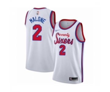 Men's Philadelphia 76ers #2 Moses Malone Authentic White Hardwood Classics Basketball Jersey