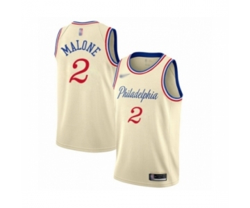 Men's Philadelphia 76ers #2 Moses Malone Swingman Cream Basketball Jersey 2019-20 City Edition