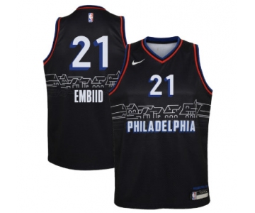 Men's Philadelphia 76ers #21 Joel Embiid Black Basketball Jersey 2020-2021 City Edition