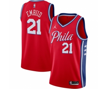 Men's Philadelphia 76ers #21 Joel Embiid Jordan Brand Red 2020-21 Swingman Jersey