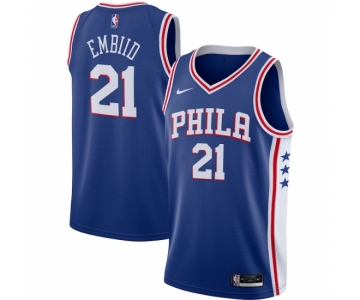 Men's Philadelphia 76ers #21 Joel Embiid Nike Royal 2020-21 Swingman Jersey