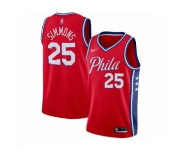 Men's Philadelphia 76ers #25 Ben Simmons Authentic Red Finished Basketball Jersey - Statement Edition