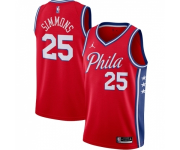 Men's Philadelphia 76ers #25 Ben Simmons Jordan Brand Red 2020-21 Swingman Jersey