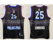 Men's Philadelphia 76ers #25 Ben Simmons NEW Black Nike 2021 Swingman City Edition Jersey