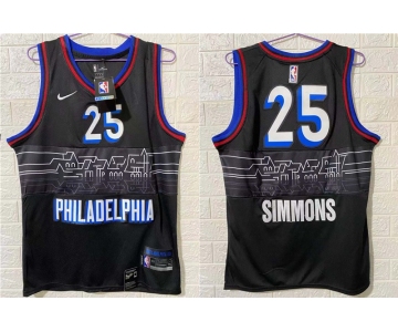 Men's Philadelphia 76ers #25 Ben Simmons NEW Black Nike 2021 Swingman City Edition Jersey