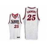 Men's Philadelphia 76ers #25 Ben Simmons White Throwback Swingman Jersey