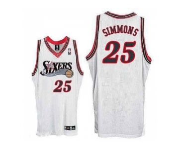 Men's Philadelphia 76ers #25 Ben Simmons White Throwback Swingman Jersey