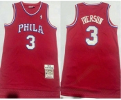 Men's Philadelphia 76ers #3 Allen Iverson 2002-03 Red Hardwood Classics Soul Swingman Throwback Jersey