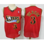 Men's Philadelphia 76ers #3 Allen Iverson Red Hardwood Classics Reload Swingman Throwback Jersey