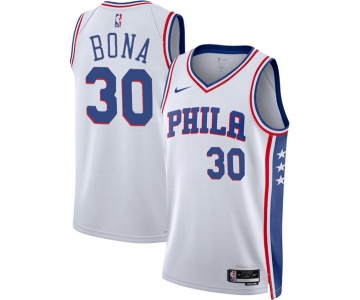 Men's Philadelphia 76ers #30 Adam Bona White 2024 Draft Association Edition Basketball Stitched Jersey