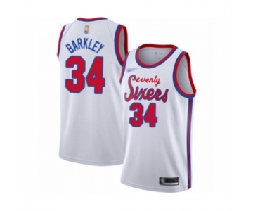 Men's Philadelphia 76ers #34 Charles Barkley Authentic White Hardwood Classics Basketball Jersey