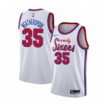 Men's Philadelphia 76ers #35 Clarence Weatherspoon Authentic White Hardwood Classics Basketball Jersey