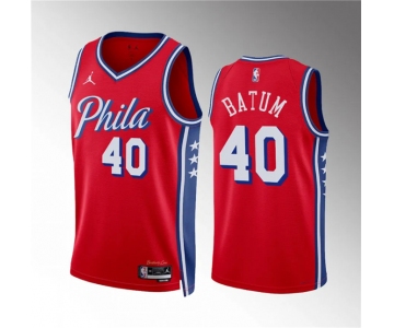 Men's Philadelphia 76ers #40 Nicolas Batum Red Statement Edition Stitched Jersey