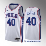 Men's Philadelphia 76ers #40 Nicolas Batum White Association Edition Stitched Jersey