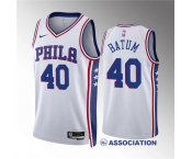 Men's Philadelphia 76ers #40 Nicolas Batum White Association Edition Stitched Jersey