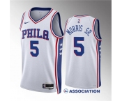 Men's Philadelphia 76ers #5 Marcus Morris Sr White Association Edition Stitched Jersey