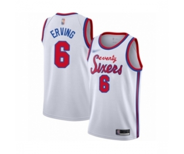 Men's Philadelphia 76ers #6 Julius Erving Authentic White Hardwood Classics Basketball Jersey