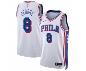 Men's Philadelphia 76ers #8 Paul George White Association Edition Stitched Jersey