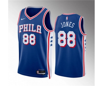 Men's Philadelphia 76ers #88 Kai Jones Royal Icon Edition Stitched Jersey