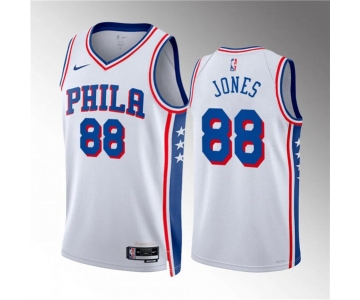 Men's Philadelphia 76ers #88 Kai Jones White Association Edition Stitched Jersey