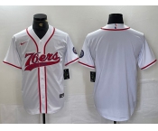 Men's Philadelphia 76ers Blank White With Patch Cool Base Stitched Baseball Jersey