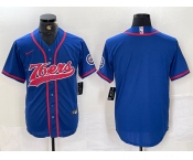 Men's Philadelphia 76ers Blue Black With Patch Cool Base Stitched Baseball Jersey