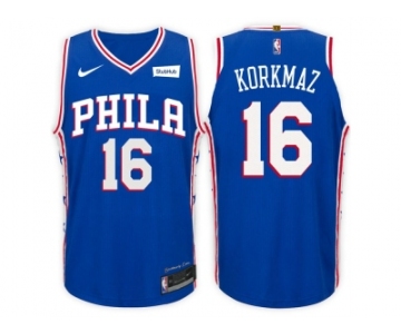 Nike NBA Philadelphia 76ers #16 Furkan Korkmaz Jersey 2017-18 New Season Blue Jersey