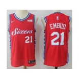 Nike Philadelphia 76ers #21 Joel Embiid Red Stitched NBA Swingman Jersey