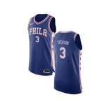 Nike Philadelphia 76ers #3 Allen Iverson Blue NBA Authentic Icon Edition Jersey