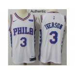 Nike Philadelphia 76ers #3 Allen Iverson White NBA Authentic Association Edition Jersey