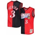 PMen's hiladelphia 76ers #3 Allen Iverson 2000-01 Black Red Hardwood Classics Jersey