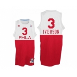 Philadelphia 76ers #3 Allen Iverson White Red Phila Hardwood Classics Swingman Jersey