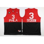 nba jersey philadelphia 76ers #3 iverson red-black[2016 new 10th]