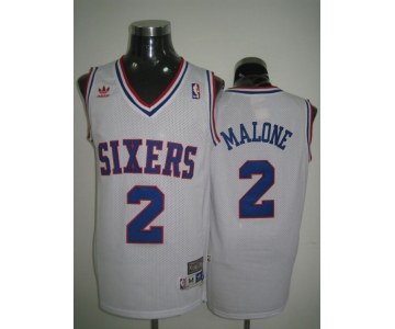 nba philadelphia 76ers #2 malone white