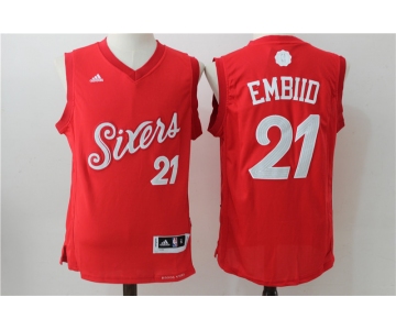 nba philadelphia 76ers #21 embiid red [2016 Christmas edition]