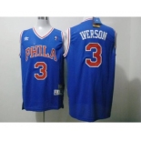 nba philadelphia 76ers #3 iverson blue