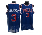 nba philadelphia 76ers #3 iverson blue