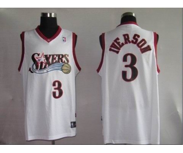 nba philadelphia 76ers 3# iverson white(fans edition) black number