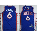 nba philadelphia 76ers #6 erving blue(fans edition)